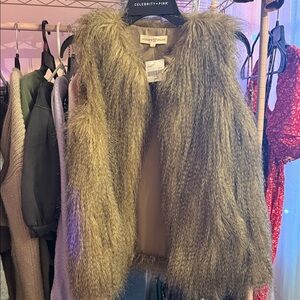 Altar'd State Luxurious Tan Faux Fur Vest